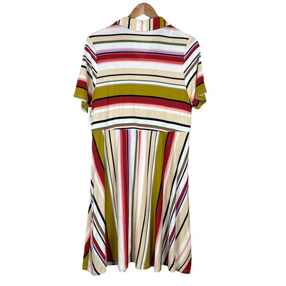 Torrid NWT Collared Skater Dress - Super Soft Multi Stripe Size 0X Short Sleeve - Picture 5 of 9